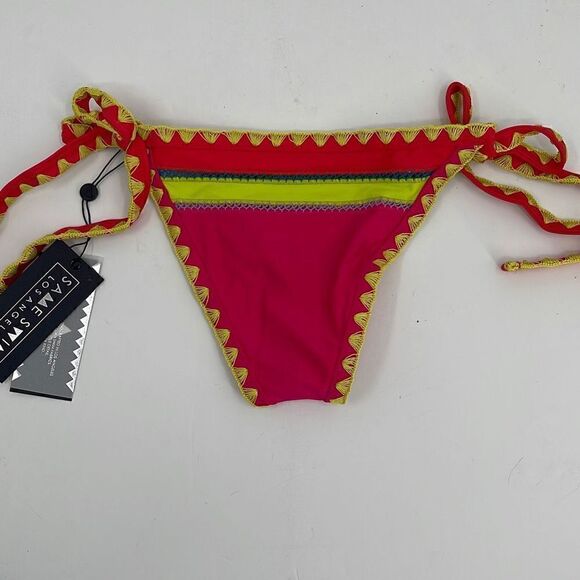 SAME Swim Los Angeles The Catch Bottoms Neon Pink Yellow (xs) - Picture 4 of 4